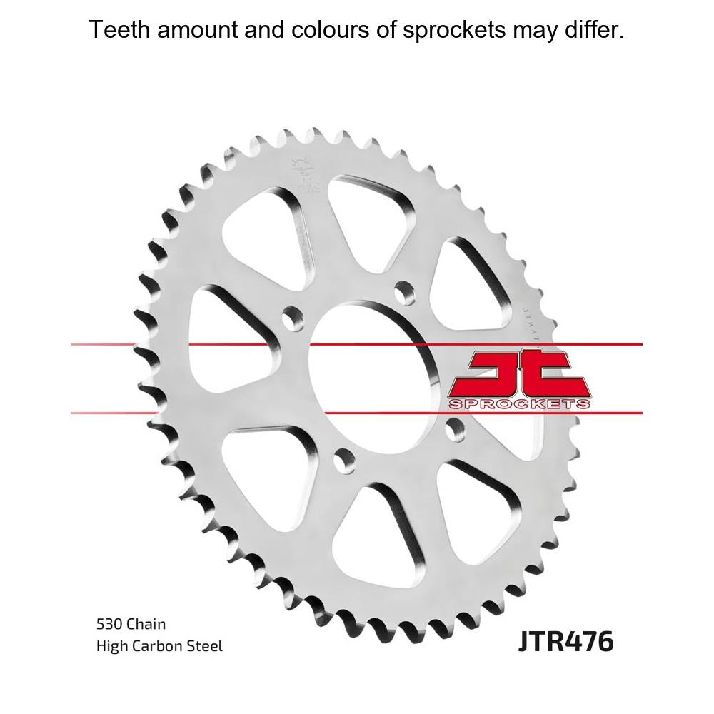 Rear sprocket from JT Sprockets JTR476.45 series, displaying the metal sprocket with evenly spaced teeth for motorcycle chain drive.