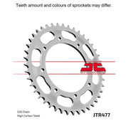 JT Sprockets rear sprocket JTR477.43, motorcycle replacement part with durable steel construction and precision teeth design.