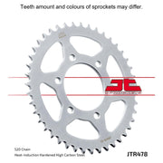 Rear sprocket by JT Sprockets, model JTR478.42, with metal teeth, designed for motorcycle drive systems.