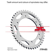 Rear JT Sprockets JTR485.48 sprocket with multiple teeth, designed for motorcycle drivetrain, made by JT Sprockets.