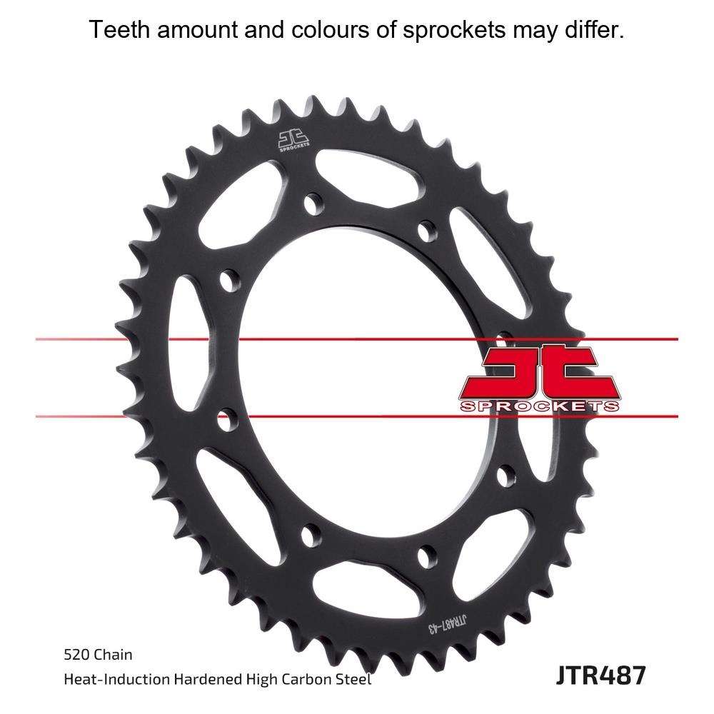 Rear JT Sprockets JTR487.45 motorcycle sprocket with 520 pitch, featuring durable steel construction and precision design.