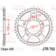 Rear sprocket from JT Sprockets JTR702.40 model, showing the metal sprocket with evenly spaced teeth.