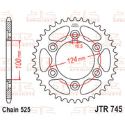 JT Sprockets rear sprocket JTR745.37, metallic motorcycle sprocket with evenly spaced teeth, designed for durability and performance.