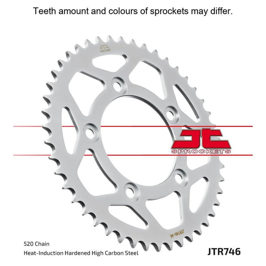 Rear JT Sprockets JTR746.48 motorcycle sprocket with metal teeth and black finish, designed for optimal gear performance
