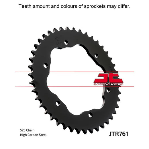 Rear sprocket from JT Sprockets JTR761.39 series, featuring durable metal construction for motorcycle drivetrain performance.