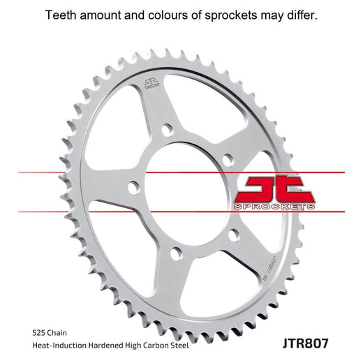 Rear sprocket from JT Sprockets JTR807.45 model, featuring durable steel construction and gear teeth for motorcycle drivetrain.