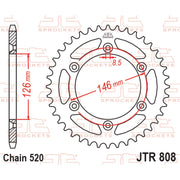 Rear JT Sprockets JTR808.41 by JT Sprockets, showing a black motorcycle rear sprocket with gear teeth and mounting holes.
