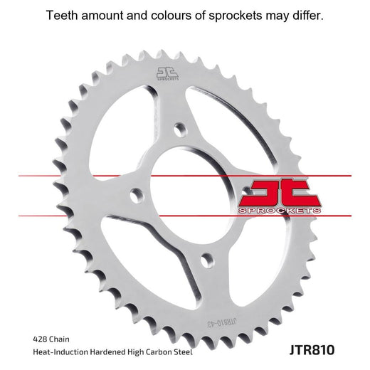 JT Sprockets rear sprocket JTR810.36 with 428 pitch, showcasing the durable metal construction and gear teeth design.