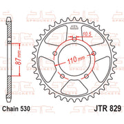 Rear sprocket from JT Sprockets JTR829.45, showcasing the durable metal construction with gear teeth for motorcycle drivetrain.