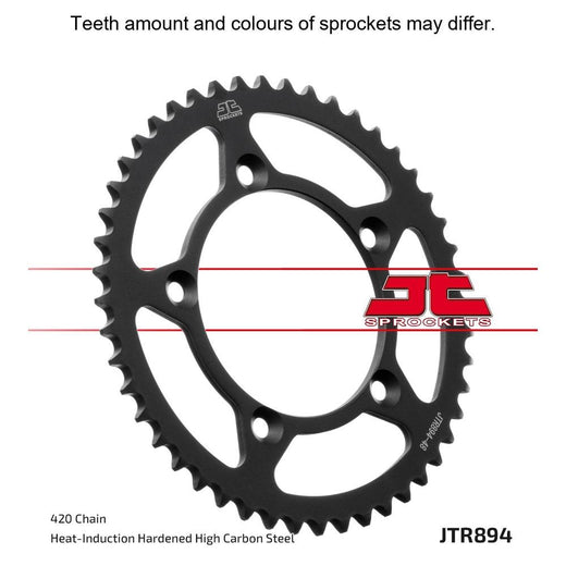 JT Sprockets rear sprocket JTR894.50, black metal motorcycle sprocket with gear teeth and mounting hole, close-up view.