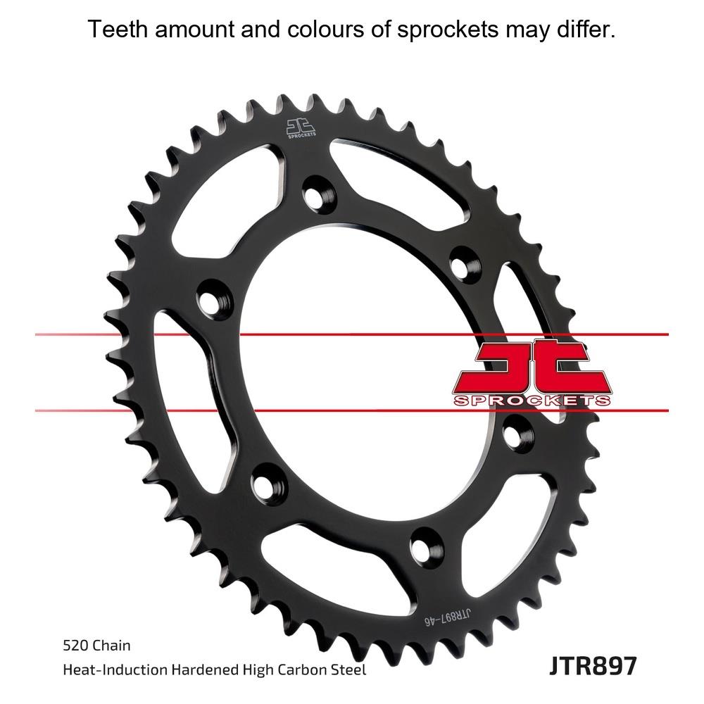 JT Sprockets Rear Sprocket JTR897.41 for motorcycles, 520 pitch, durable steel construction, with a detailed view of the sprocket teeth.