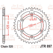 JT Sprockets rear sprocket JTR897.41 for 520 pitch, featuring durable metal construction and precise gear teeth.