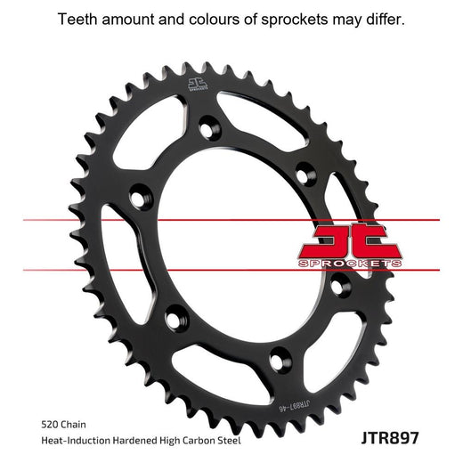 JT Sprockets rear sprocket JTR897.45 for 520 pitch motorcycle or dirt bike, featuring durable steel construction and precise gear teeth.