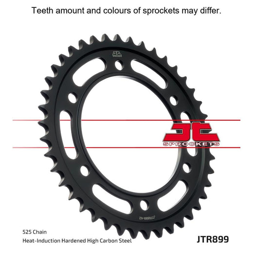 JT Sprockets rear sprocket JTR899.45, steel motorcycle sprocket with evenly spaced teeth and black finish for durable ride.