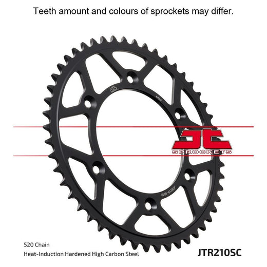 JT Sprockets lightweight rear sprocket with self-cleaning design for 520 pitch, shown in close-up with teeth and branding visible.