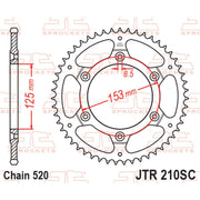JT Sprockets lightweight self-cleaning rear sprocket JTR210.52SC for 520 pitch motorcycle drivetrain, durable and easy to maintain.