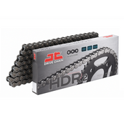 JT Sprockets 420 pitch heavy-duty drive chain with split connecting link for up to 150cc motorcycles, black metal links.