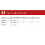 JT Sprockets 525 pitch super heavy-duty X-ring drive chain with rivet connecting link for up to 1400cc motorcycles.