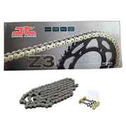 JT Sprockets 530 pitch heavy-duty X-ring drive chain with rivet connecting link for up to 900cc engines, 118 links.