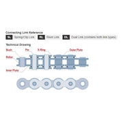 JT Sprockets 530 pitch heavy-duty X-ring drive chain with rivet connecting link for up to 900cc engines, 120 links.