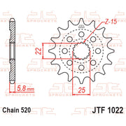 Front sprocket for motorcycle, JT Sprockets JTF1022.15, showing the gear teeth and design details on a clean background.