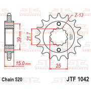 JT Sprockets front sprocket JTF1042.16 for 520 pitch, showing the metal sprocket with teeth designed for motorcycle chains.