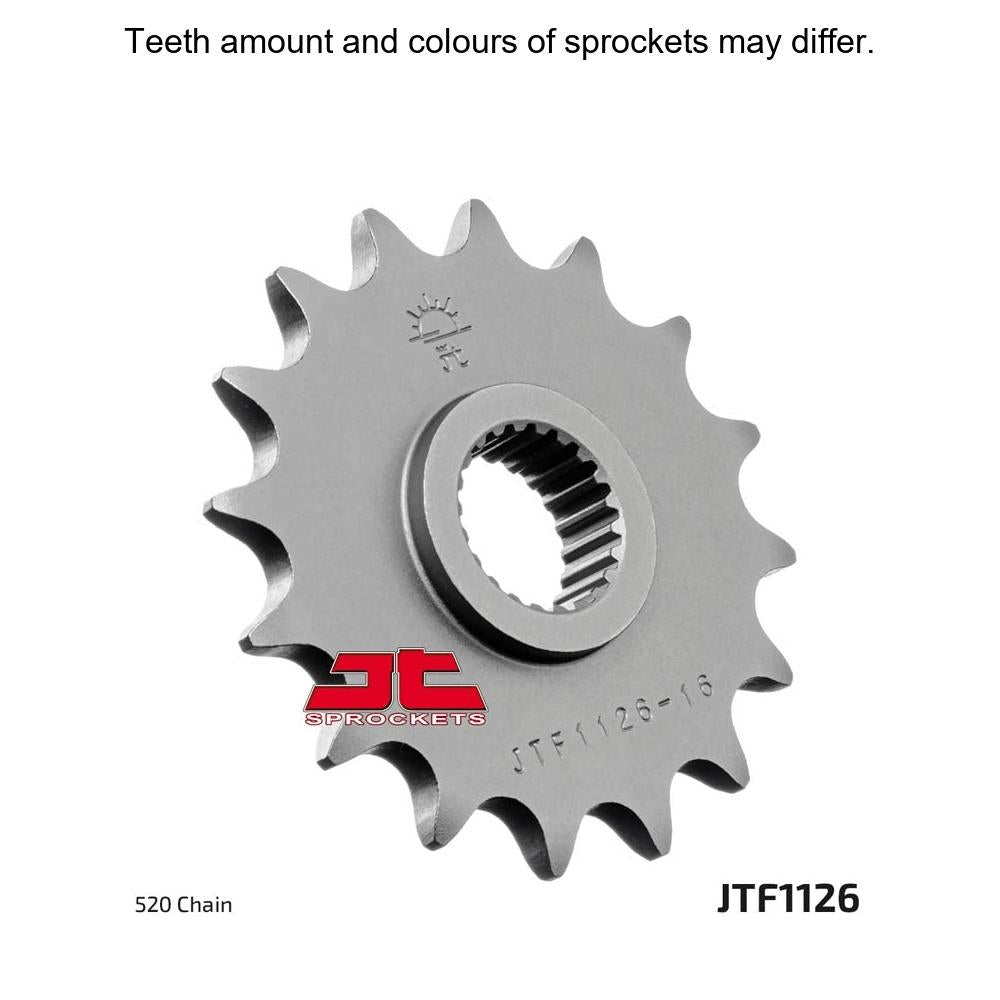 JT Sprockets front sprocket JTF1126.16 for 520 pitch, durable motorcycle sprocket with precision teeth design.