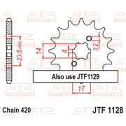 JT Sprockets front sprocket JTF1128.11 for 420 pitch, durable motorcycle sprocket with precision teeth design