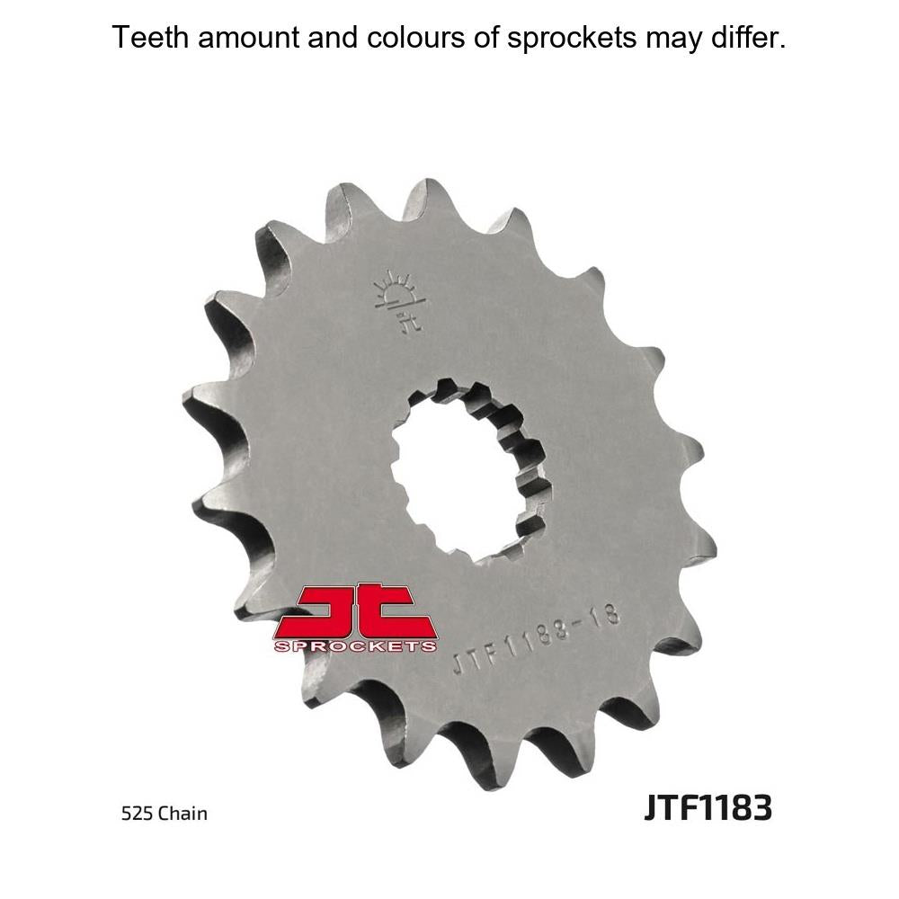 JT Sprockets front sprocket JTF1183.17 for 525 pitch motorcycle chain, featuring durable steel construction.