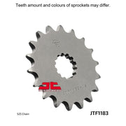 JT Sprockets front sprocket JTF1183.17 for 525 pitch motorcycle chain, featuring durable steel construction.
