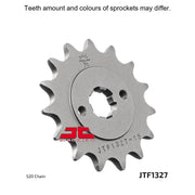 JT Sprockets front sprocket JTF1327.15 for 520 pitch motorcycle drive chain, durable metal construction with gear teeth.