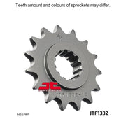 JT Sprockets front sprocket JTF1332.17 with 525 pitch, featuring a durable metal construction for motorcycle chain drive systems.