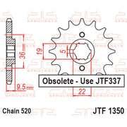 JT Sprockets front sprocket JTF1350.13 for 520 pitch, showcasing the durable metal design with teeth for motorcycle chain drive.