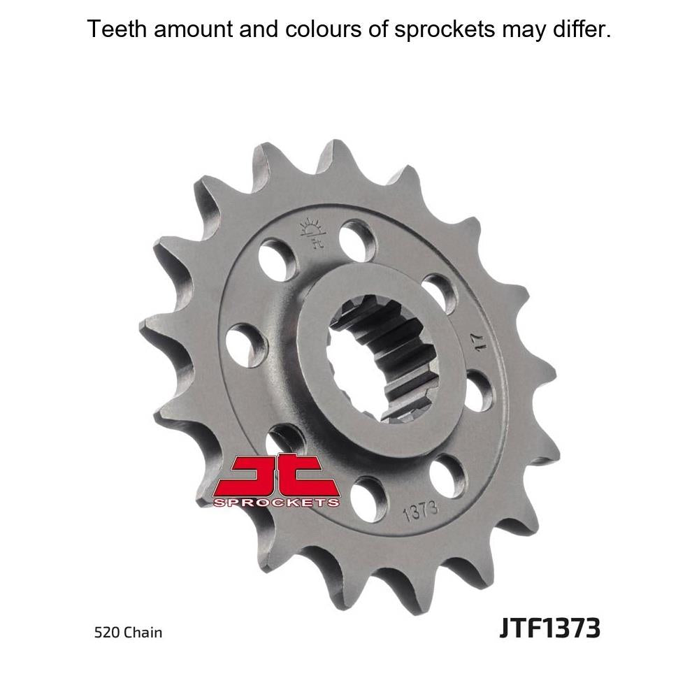 JT Sprockets front sprocket JTF1373.15 for 520 pitch, featuring durable metal construction and precise gear teeth for motorcycle chains.