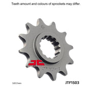 JT Sprockets front sprocket JTF1503.12 for motorcycles, 520 pitch, with durable metal construction and gear teeth visible.