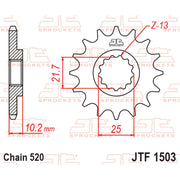 JT Sprockets front sprocket JTF1503.12 with 520 pitch, featuring durable metal construction for motorcycle drivetrain performance.