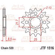 JT Sprockets front sprocket JTF1516.14 for 520 pitch, showing the metal sprocket with teeth designed for motorcycle chains