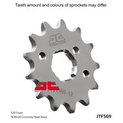 JT Sprockets front sprocket JTF569.14 for 520 pitch motorcycle chain, featuring durable steel construction and precise gear teeth.