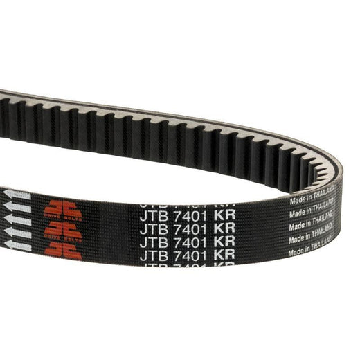 JT Sprockets MAX KVR Drive Belt JTB7401KR for industrial machinery, showing the black rubber belt with textured surface.