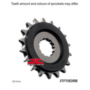 JT Sprockets Rubber Cushioned Front Sprocket JTF1183.18RB, durable motorcycle sprocket with rubber cushioning for smooth operation
