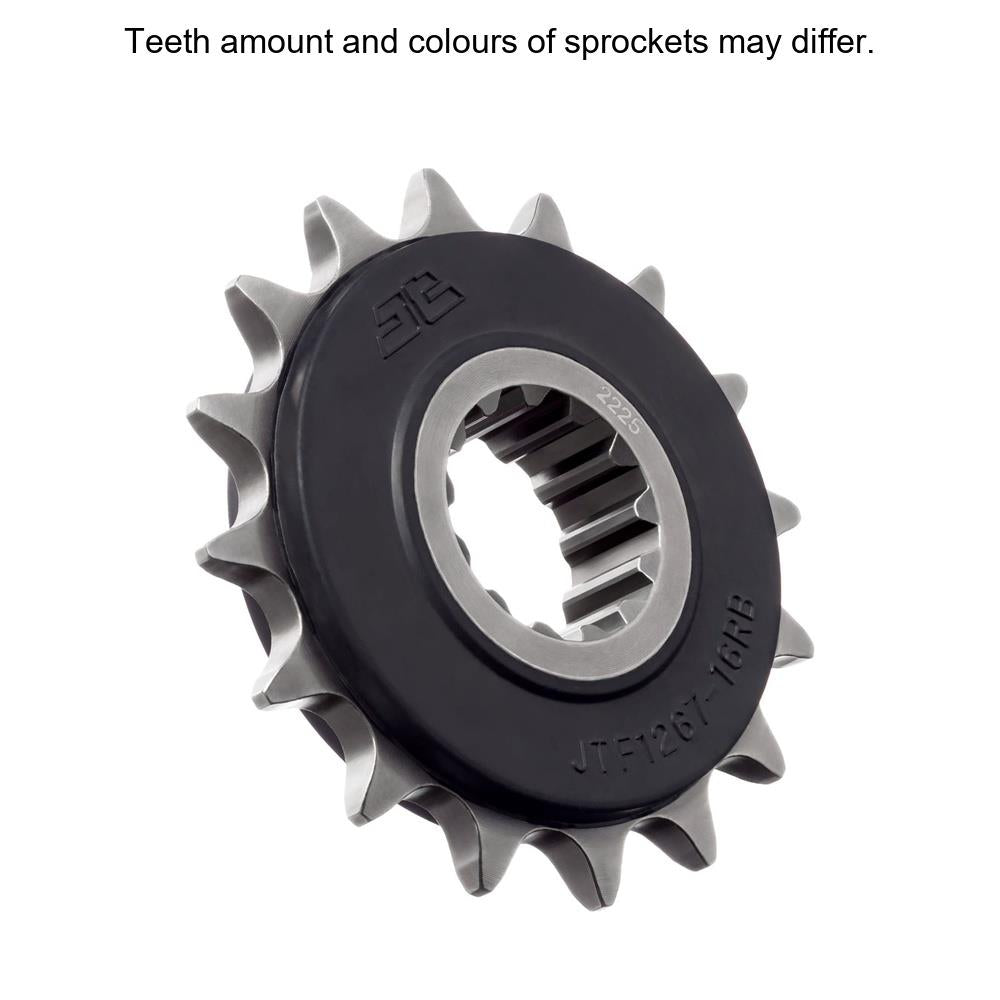 JT Sprockets rubber cushioned front sprocket JTF1267.16RB for 520 pitch, featuring durable construction and gear teeth.