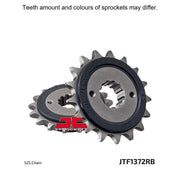 JT Sprockets rubber cushioned front sprocket JTF1372.17RB for 525 pitch motorcycle drive systems, featuring durable construction.