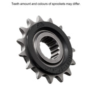 JT Sprockets rubber cushioned front sprocket JTF748.15RB for 520 pitch, showing the sprocket's durable rubber cushioning and metal teeth.