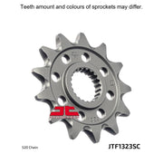 JT Sprockets lightweight self-cleaning front sprocket for motorcycles, with 520 pitch and durable design.