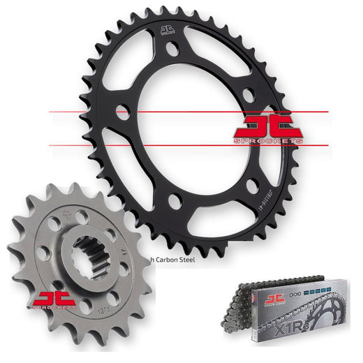 JT Sprockets JTF1373.16, JTR1316.43, and JTC520X1R3-114DL sprockets with metal teeth and durable construction