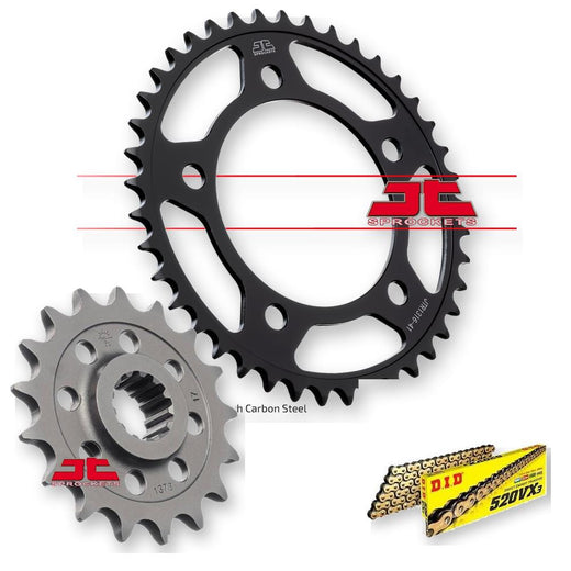JT Sprockets JTF1373.17, JTR1316.39, DID520VX3GB112 motorcycle sprockets set with metal and rubber components