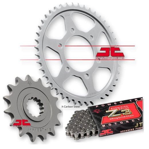 Set of JT Sprockets including JTF1537.15, JTR1489.44, and JTC525Z3-114RL for machinery or equipment.