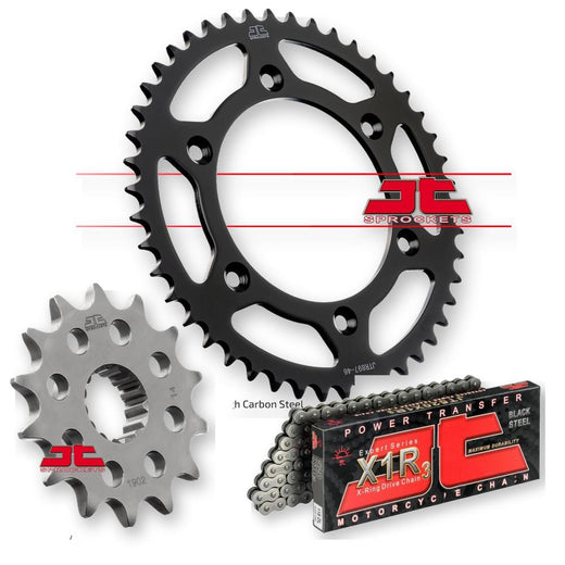 JT Sprockets JTF1902.16, JTR897.41, and JTC520X1R3-118DL gear and sprocket set, featuring metal construction and precise machining
