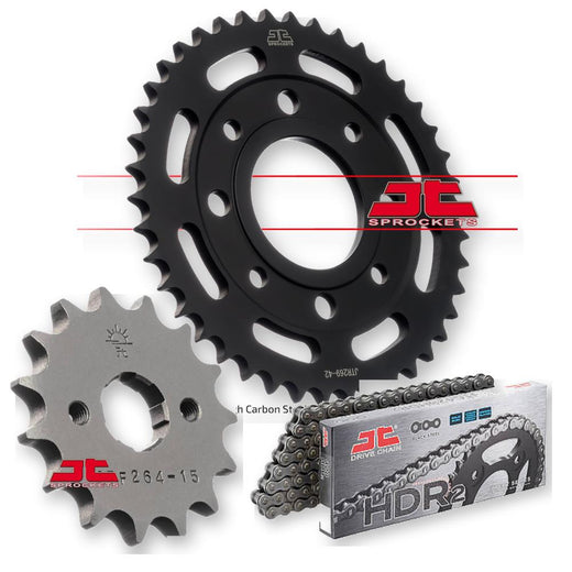Set of JT Sprockets chain sprockets including JTF264.16, JTR269.41, and JTC428HDR124SL for motorcycle or dirt bike.