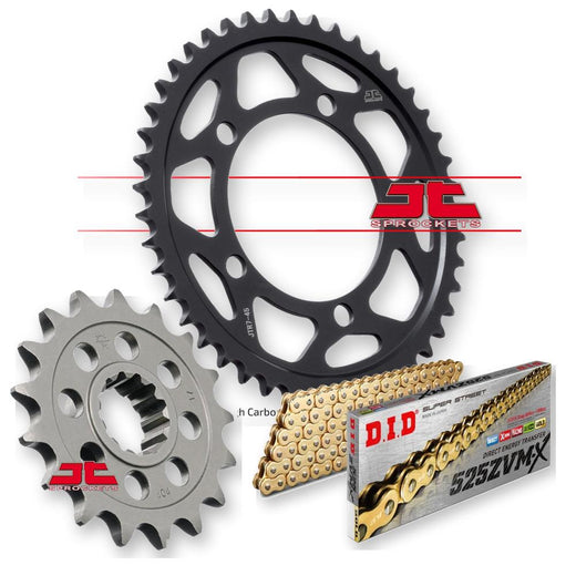 JT Sprockets JTF404.17 JTR7.45 DID525ZVMXGG128 motorcycle sprocket with metallic finish and detailed teeth design